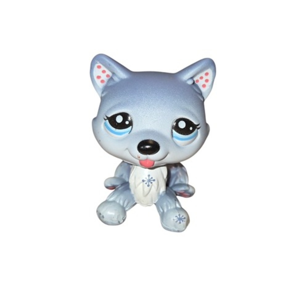2010 Hasbro Littlest Pet Shop LPS Blythe Husky #1617 Snowflake Polka Dot Ears